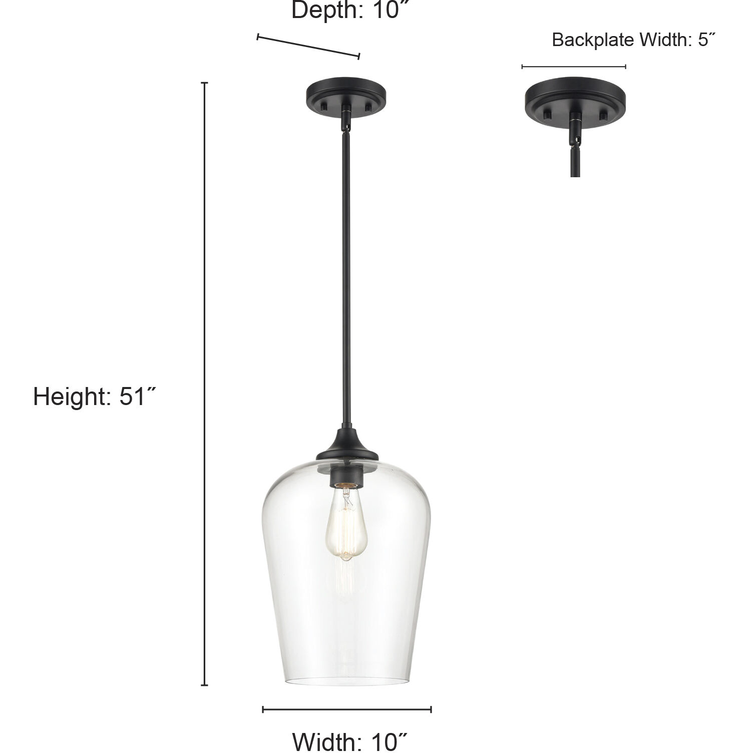 Ashford 1 Light 10 inch Matte Black Mini Pendant Ceiling Light